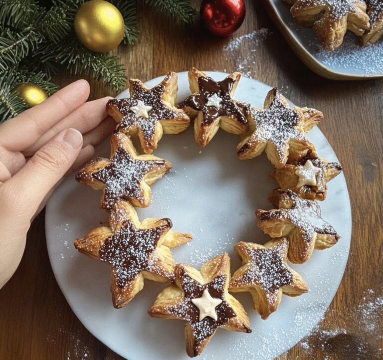 Festive Nutella Puff Pastry Star Wreath Recipe