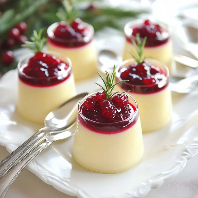 Festive Eggnog Panna Cotta With Spiked Cranberry Sauce Recipe