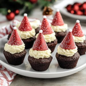 Festive Santa Hat Brownie Bites Recipe