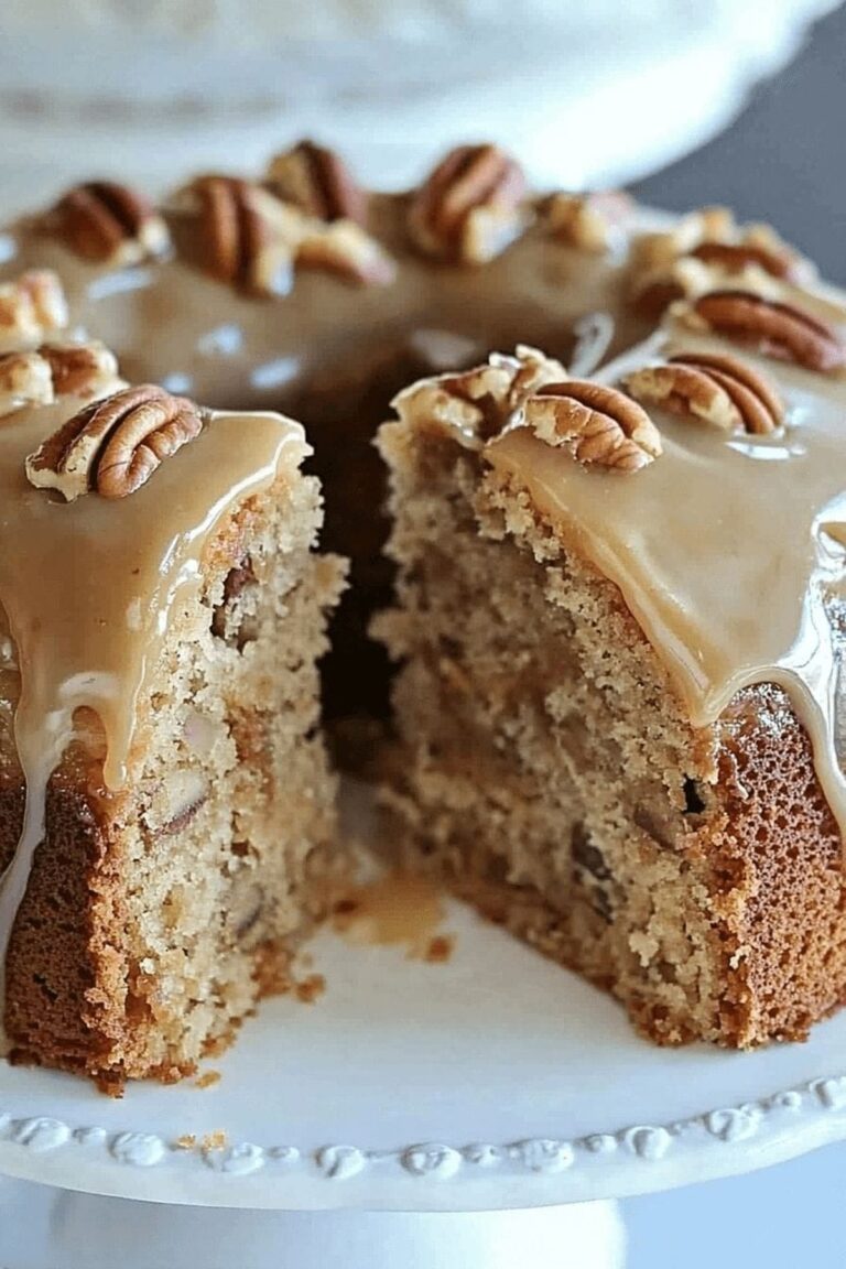 Rustic Apple Pecan Cake With Caramel Glaze Recipe