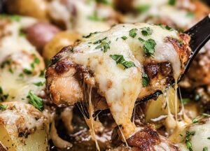 Cheesy Skillet Garlic Parmesan Chicken & Potatoes Recipe