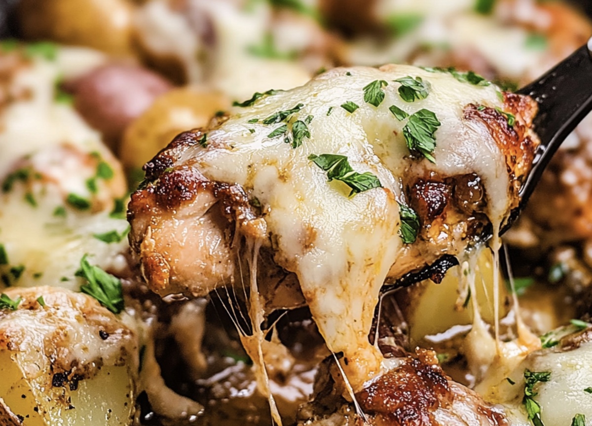 Cheesy Skillet Garlic Parmesan Chicken & Potatoes Recipe