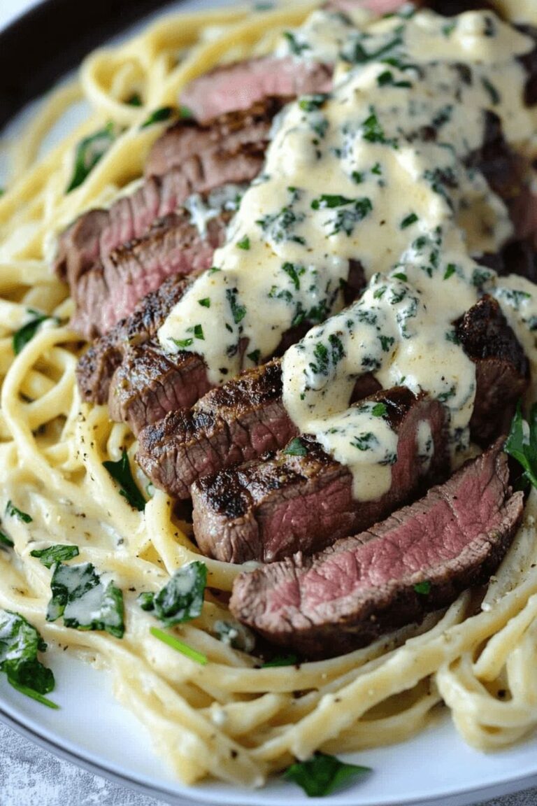 Savory Steak Gorgonzola Alfredo With Creamy Parmesan Sauce Recipe