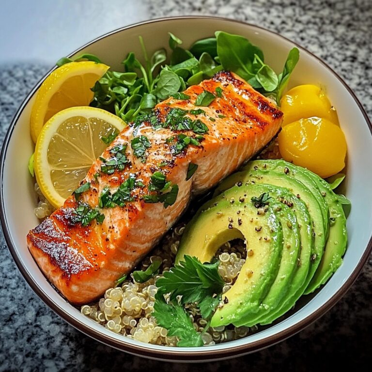 Vibrant Lemon Herb Salmon And Avocado Quinoa Bowl Recipe