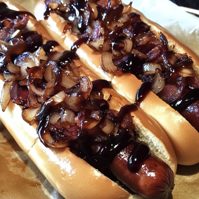 Cozy Winter BBQ Bacon Dogs With Bourbon-Glazed Onions Recipe