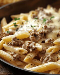 Cheesy Penne With Beef And Garlic Delight Recipe