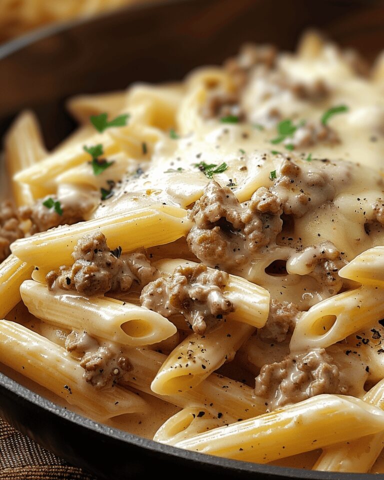 Cheesy Penne With Beef And Garlic Delight Recipe
