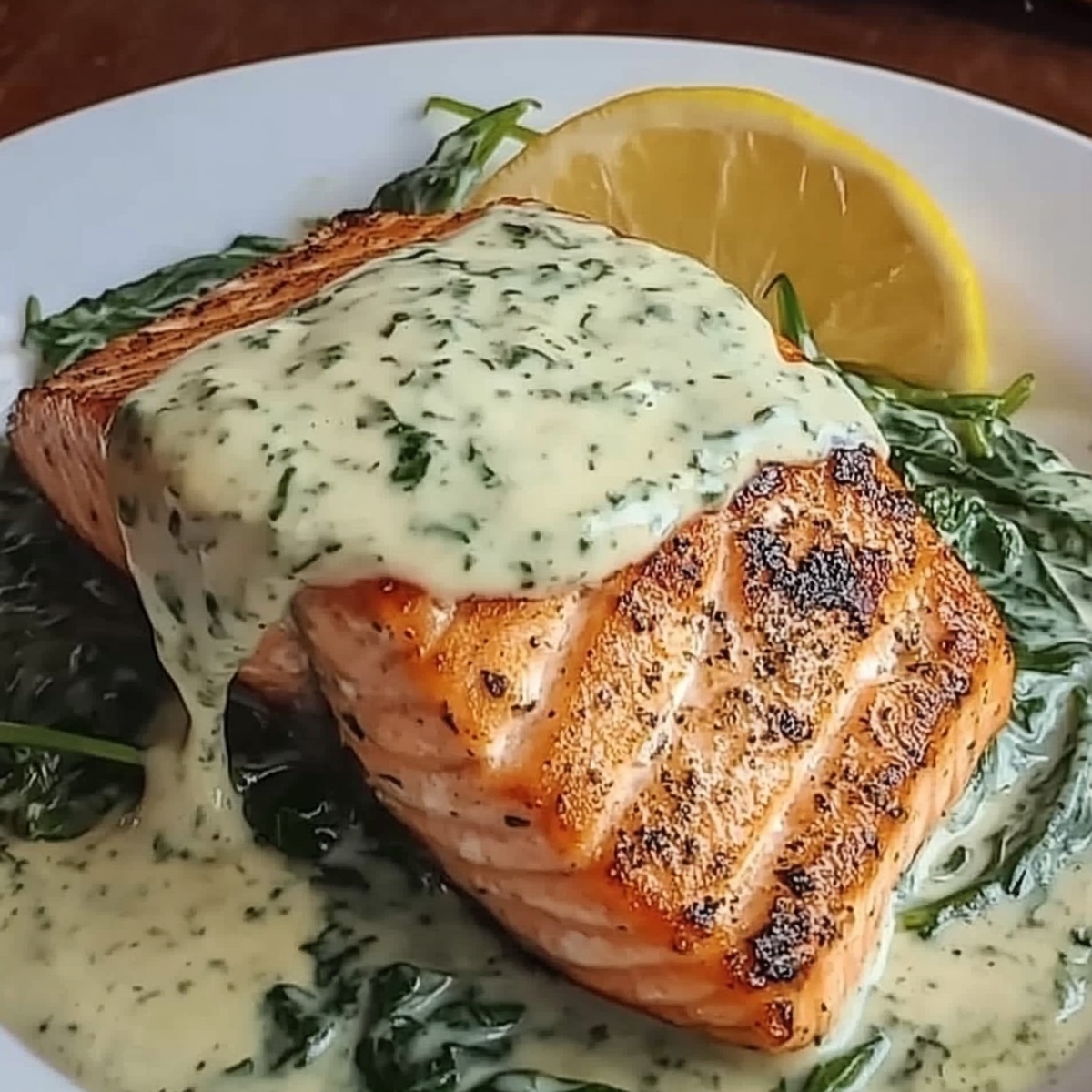 Silky Salmon With Spinach Sauce Recipe