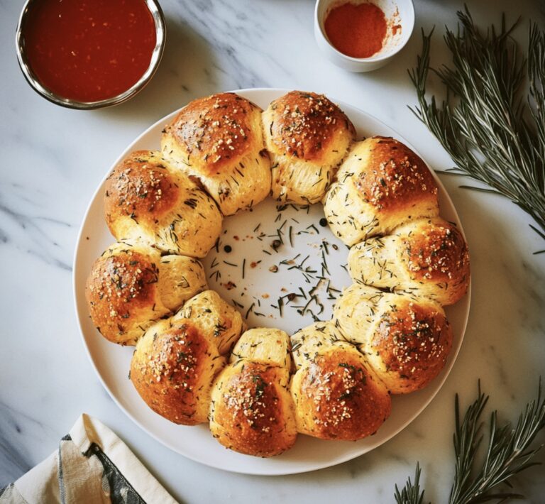 Festive Pull Apart Garlic Bread Wreath Recipe