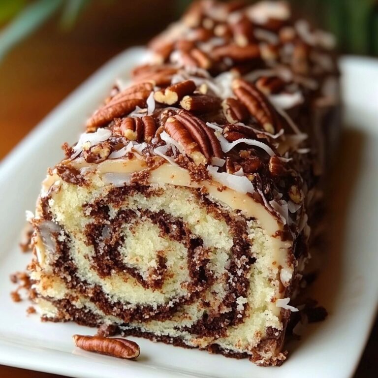 Decadent German Chocolate Coconut Pecan Roll Cake Recipe
