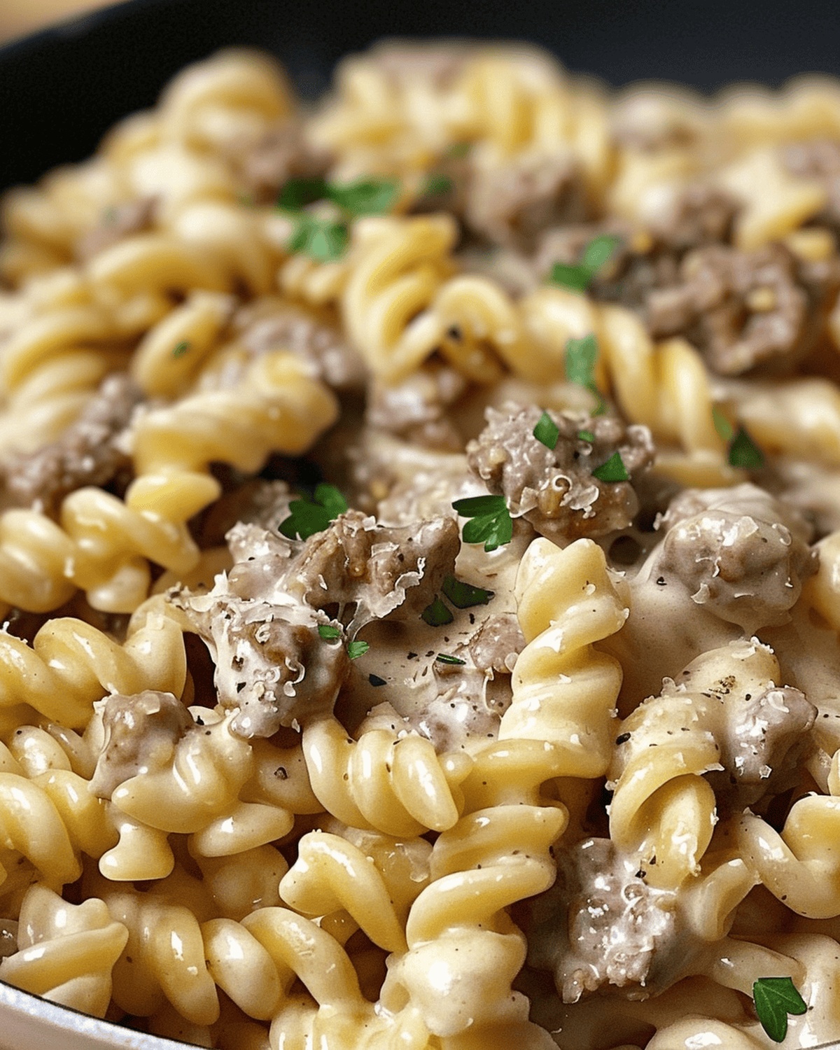 Beef And Rotini Alfredo Delight Recipe