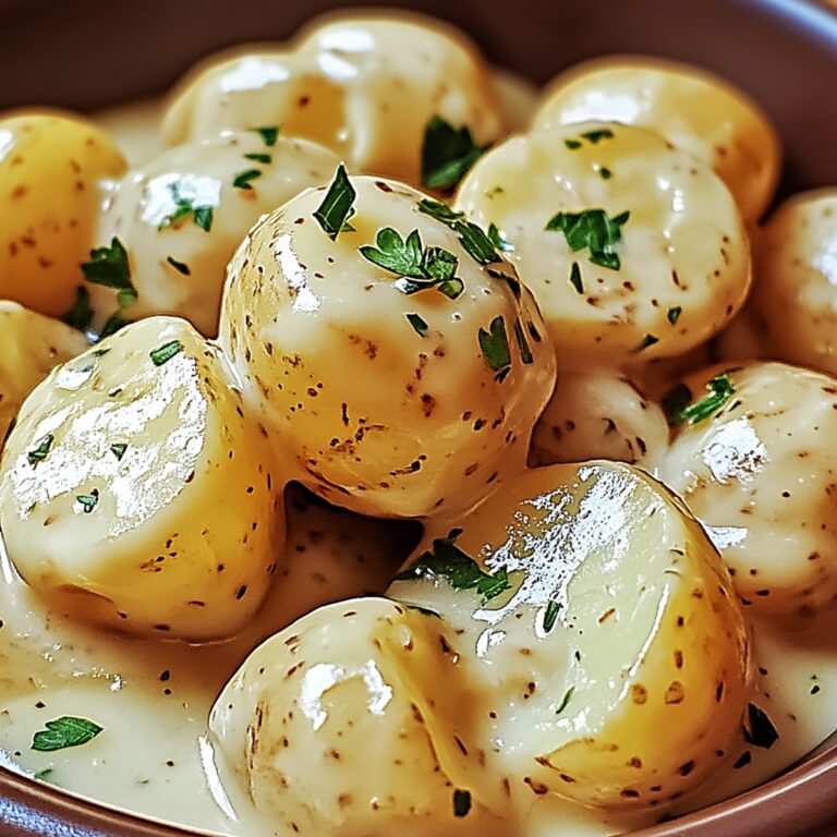 Silky Garlic Sauce Baby Potatoes Recipe