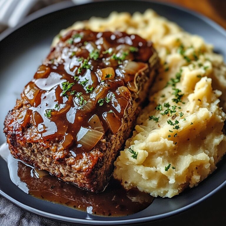 Hearty French Onion Meatloaf With Truffle Mashed Potatoes Recipe