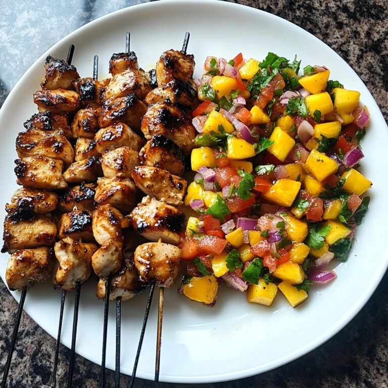 Sizzling Spicy Honey Garlic Chicken Skewers With Mango Salsa Recipe