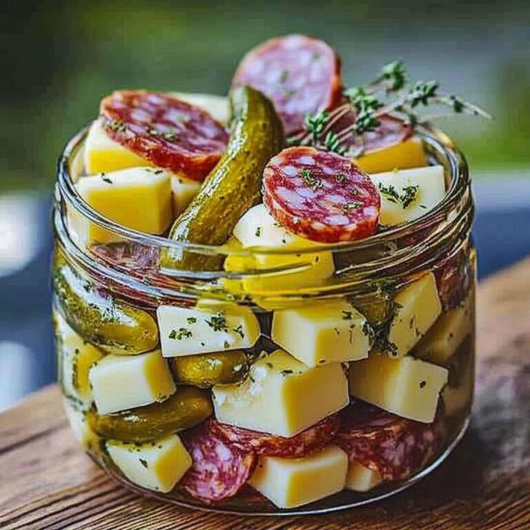 Easy Marinated Cheese Appetizer With Salami & Pickles Recipe