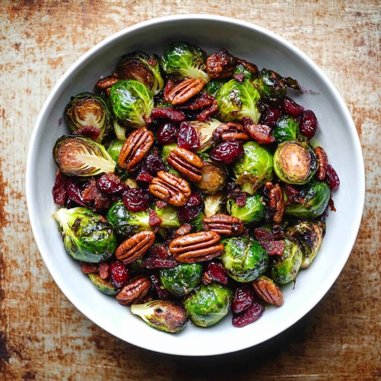 Crispy Brussels Sprouts With Bacon, Pecans, And Cranberries Recipe