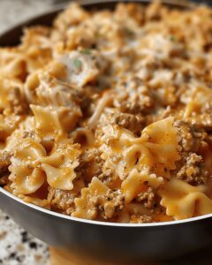 Creamy Cheesy Beef Bowtie Delight Recipe