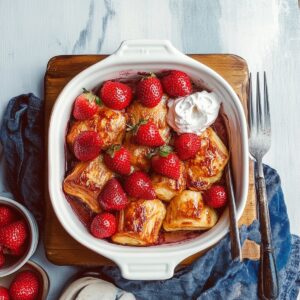 Dreamy Croissant Baked French Toast With Strawberries And Cream Cheese Recipe