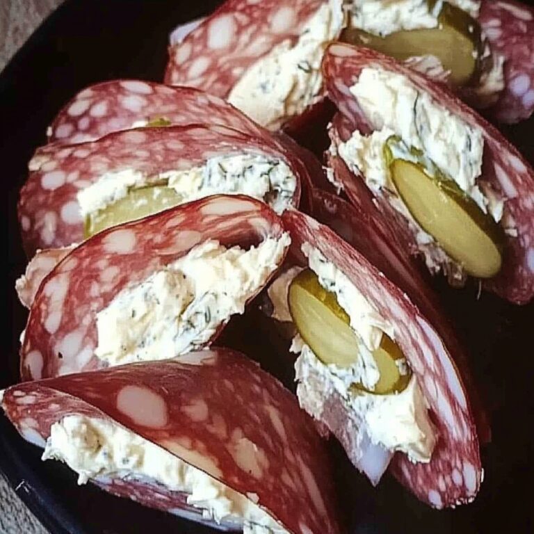 Tangy Salami Filled With Cream Cheese And Dill Pickles Recipe