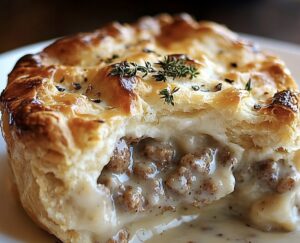 Hearty Sausage, Gravy, And Biscuit Pie Recipe