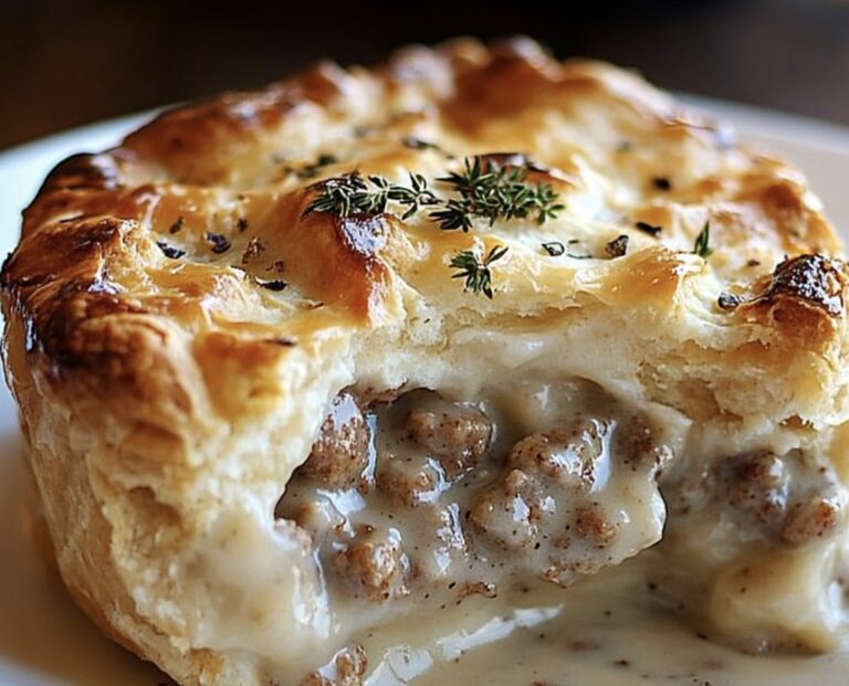 Hearty Sausage, Gravy, And Biscuit Pie Recipe