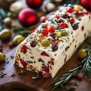 Elegant Holiday Antipasto Cream Cheese Log Recipe