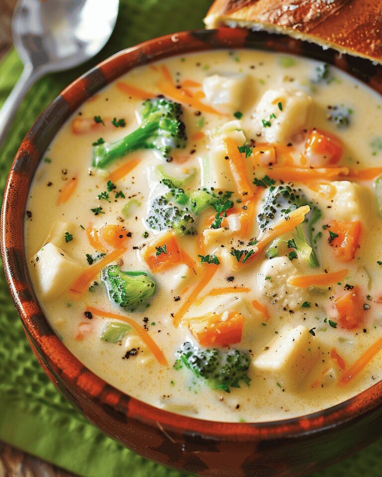 Creamy Cheddar And Vegetable Soup Bowl Recipe