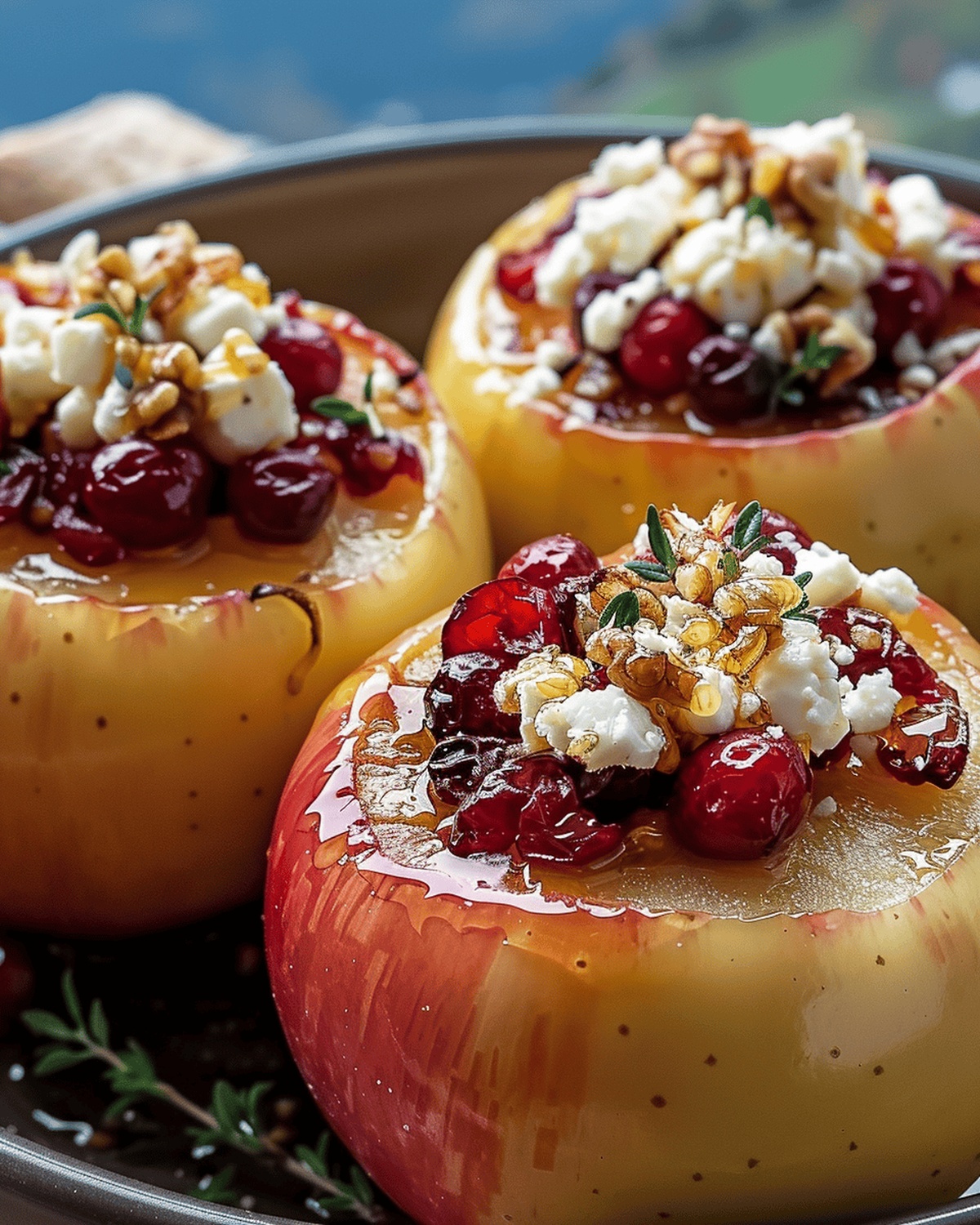 Savory Baked Apples With Feta And Cranberries Recipe