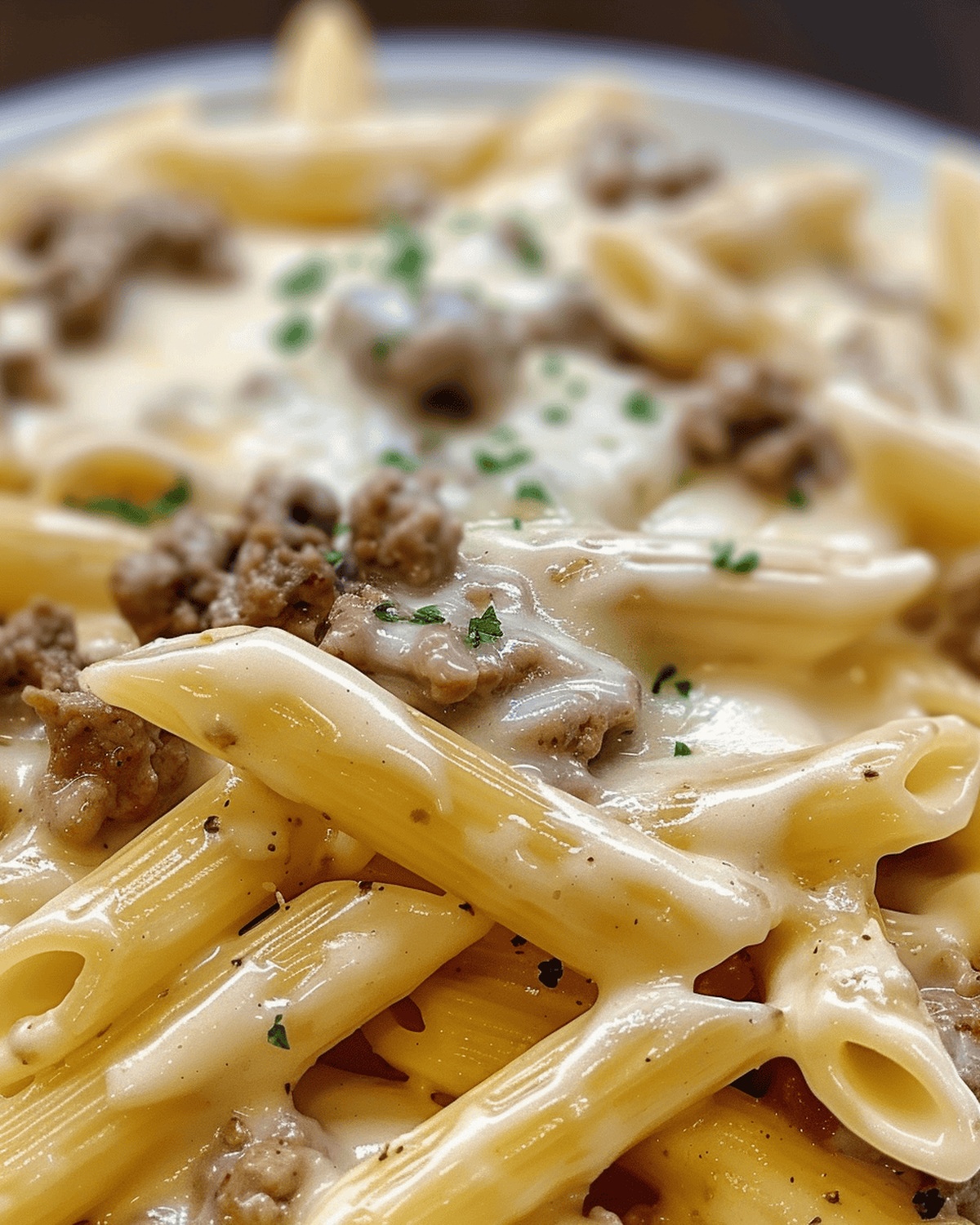 Creamy Beef Penne With Garlic Butter And Cheese Recipe
