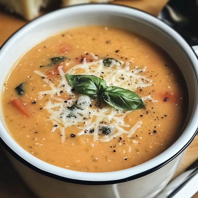 Velvety Tomato Basil Parmesan Soup Recipe