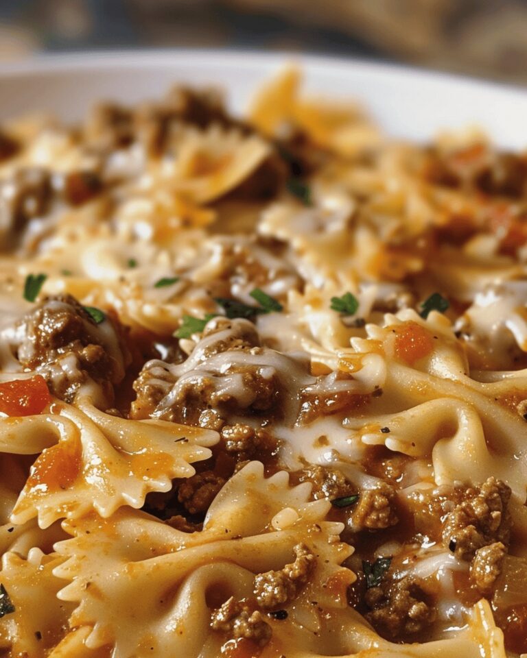 Cheesy Bowtie Delight With Ground Beef Recipe
