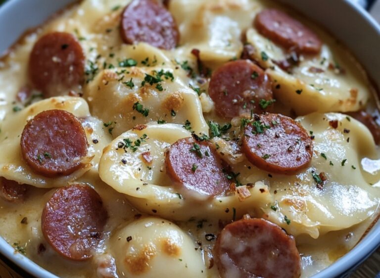 Crockpot Pierogi Casserole With Kielbasa Recipe