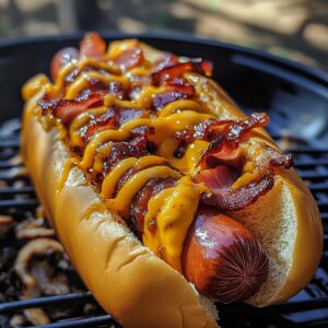 Epic BBQ Bacon-Wrapped Cheddar Hot Dog Delights Recipe
