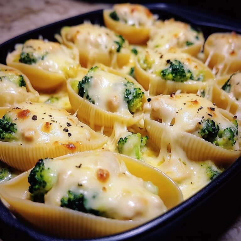 Creamy Chicken Broccoli Alfredo Stuffed Shells Recipe