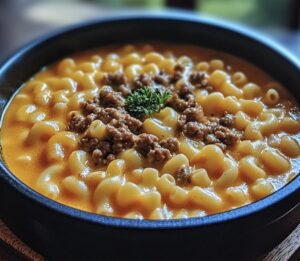 Hearty One-Pot Macaroni Cheeseburger Soup Recipe
