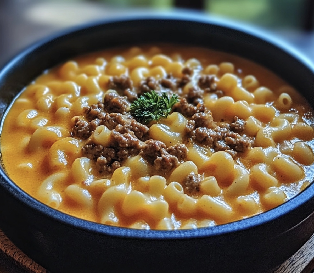 Hearty One-Pot Macaroni Cheeseburger Soup Recipe