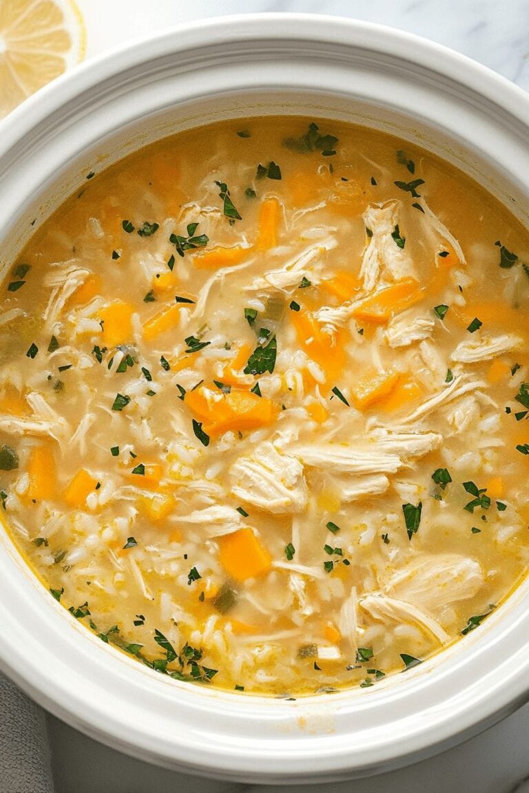 Slow Cooker Lemon Chicken & Rice Soup Recipe