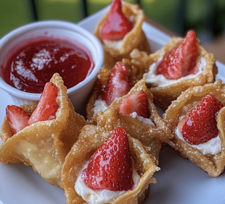 Crispy Deep-Fried Strawberry Cheesecake Wonton Bites Recipe