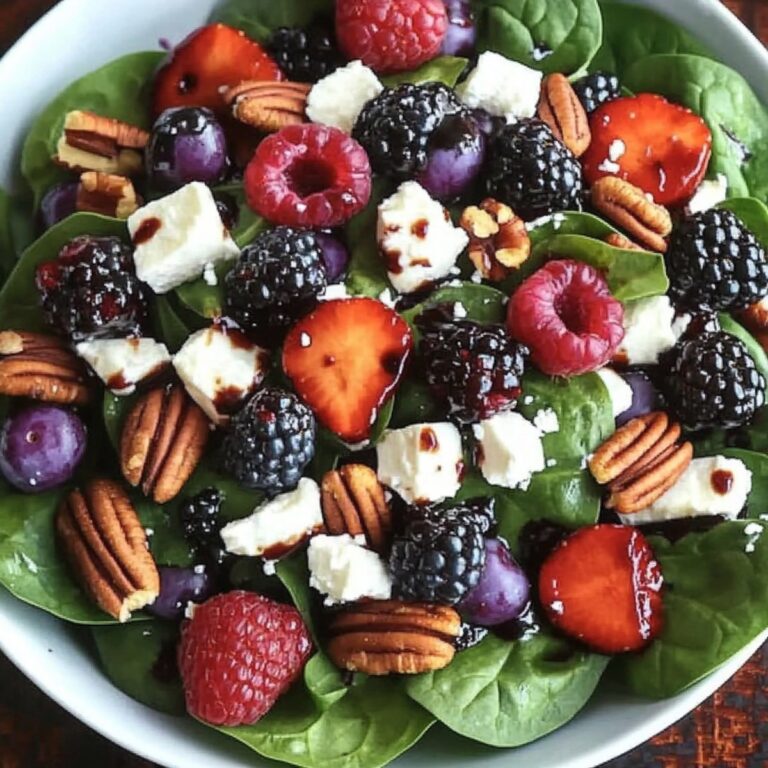 Vibrant Berry Spinach Salad With Pecans, Feta, And Balsamic Glaze Recipe