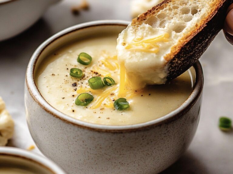 Roasted Garlic Cheddar Cauliflower Soup Recipe