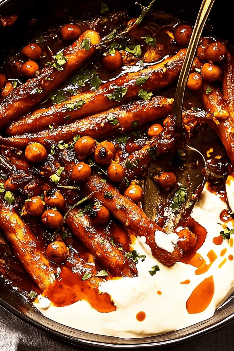 Spicy Maple Roast Carrots with Crispy Chickpeas and Yogurt Sauce Recipe
