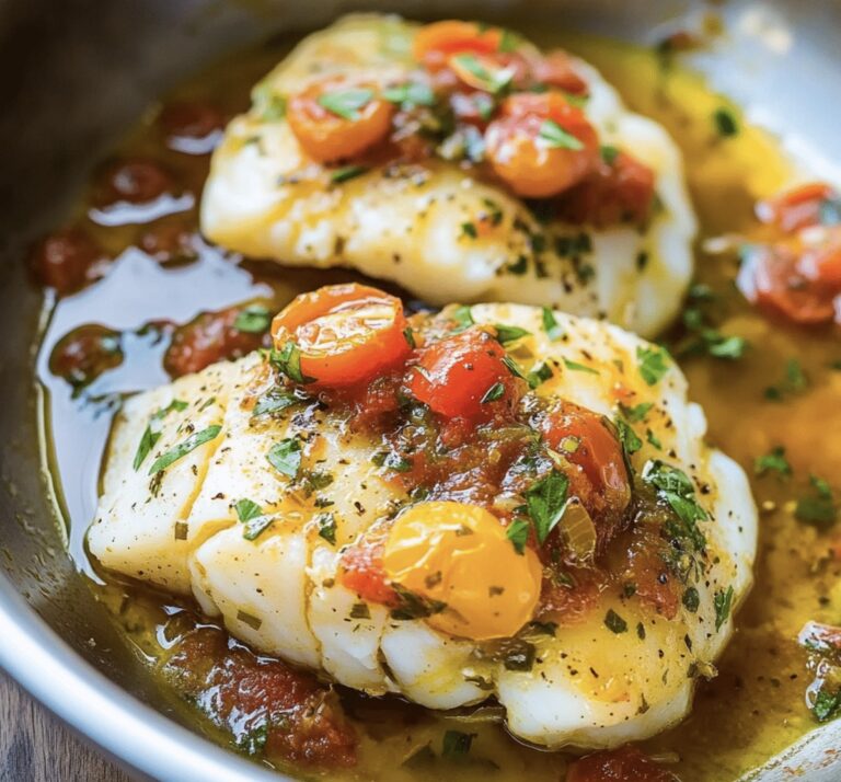 Elegant Pan-Seared Cod In White Wine Tomato Basil Sauce Recipe