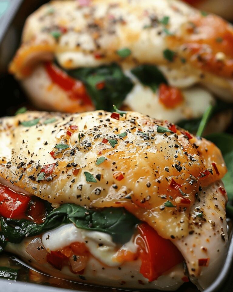 Stuffed Chicken With Roasted Red Peppers, Spinach, And Mozzarella Recipe