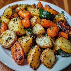 Crispy Garlic Herb Roasted Potatoes, Carrots, And Zucchini Recipe