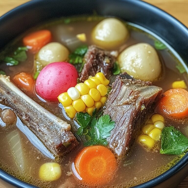 Hearty Beef Rib Soup With Carrots, Corn, And Radishes Recipe