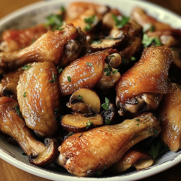 Crispy Chicken Wings With Mushrooms Recipe