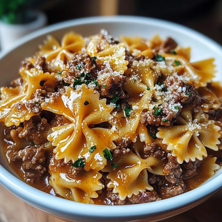 Savory Beef And Bowtie Pasta In Garlic Butter Recipe