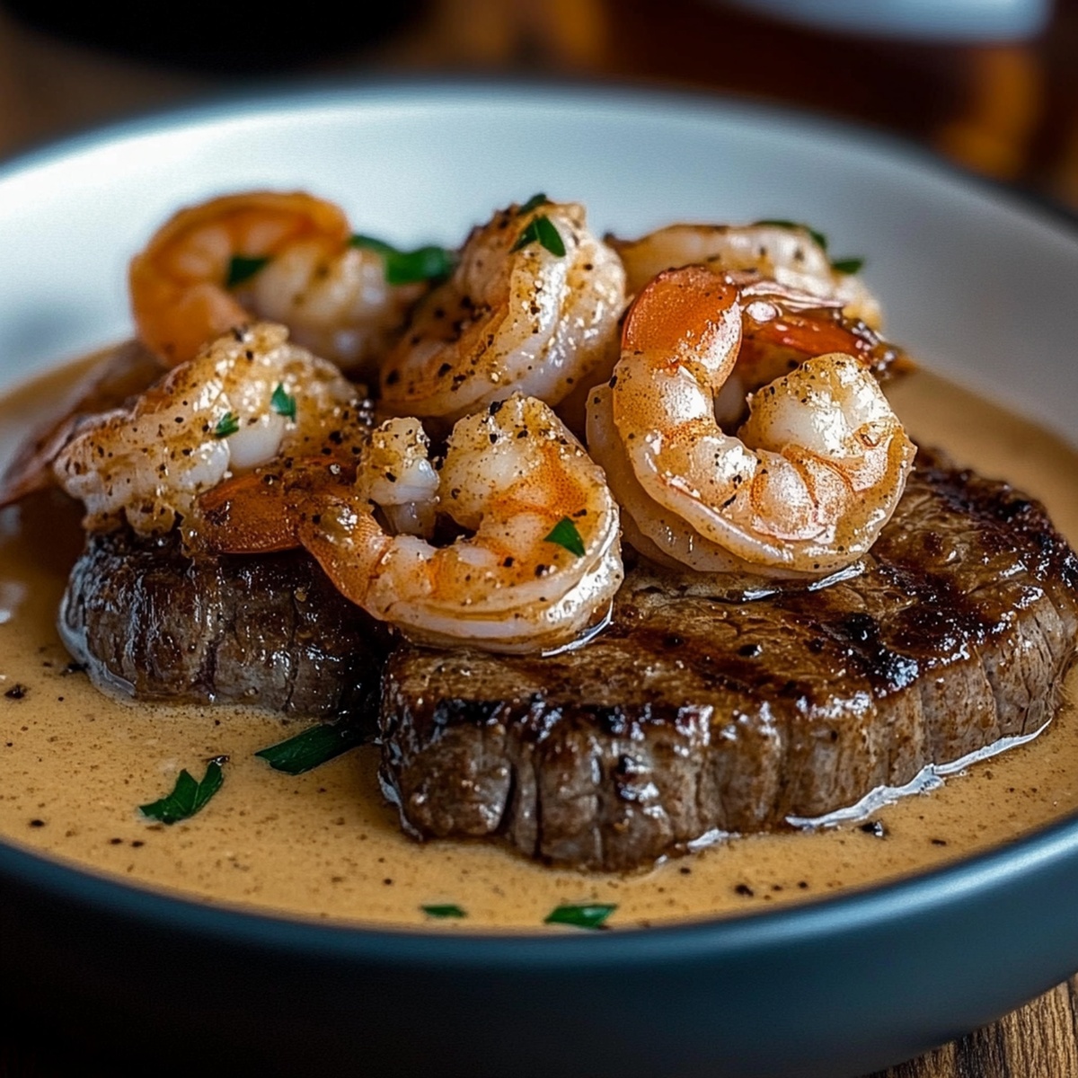 Spicy Steak In Creamy Cajun Shrimp Sauce Recipe