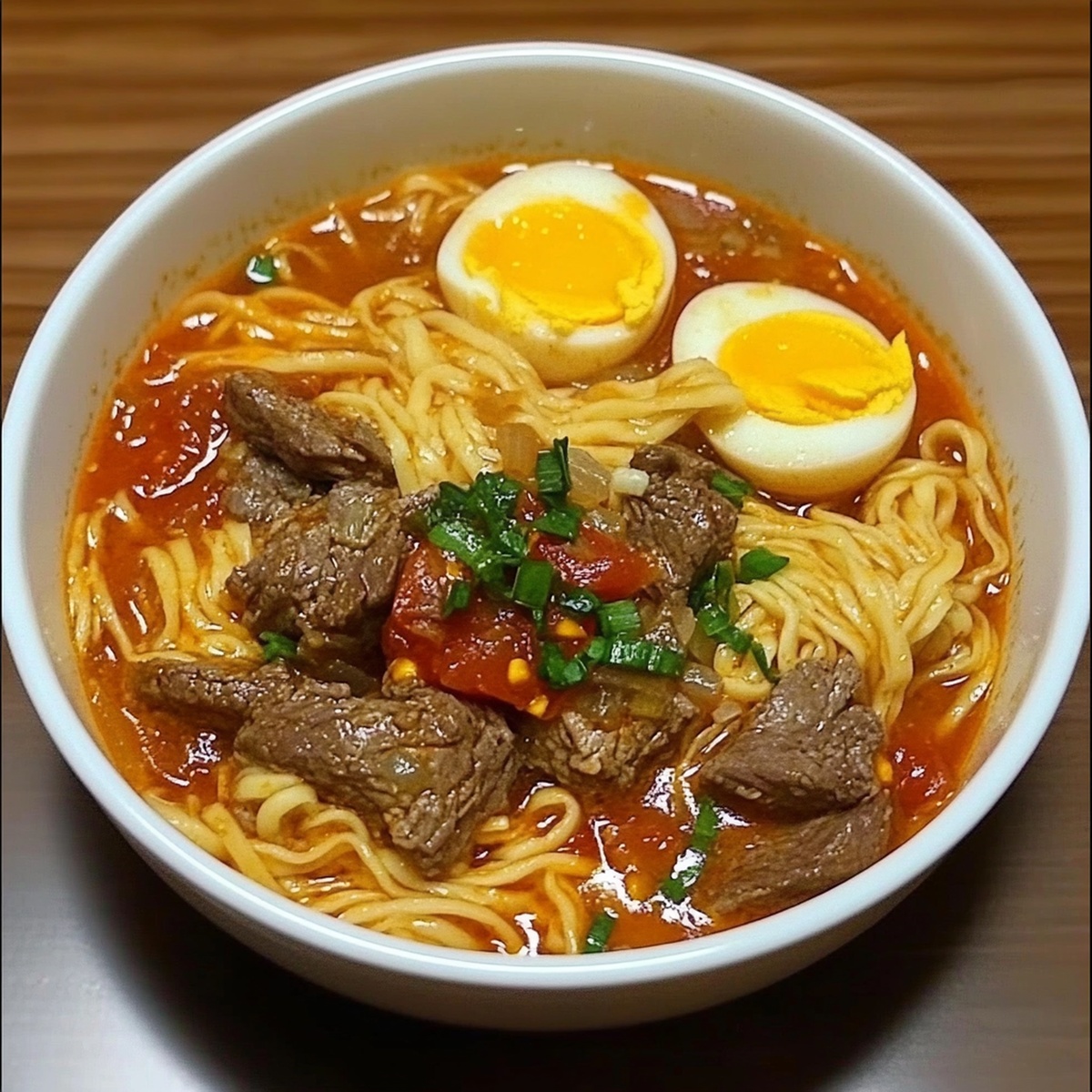 Hearty Tomato Egg And Beef Noodle Soup Recipe