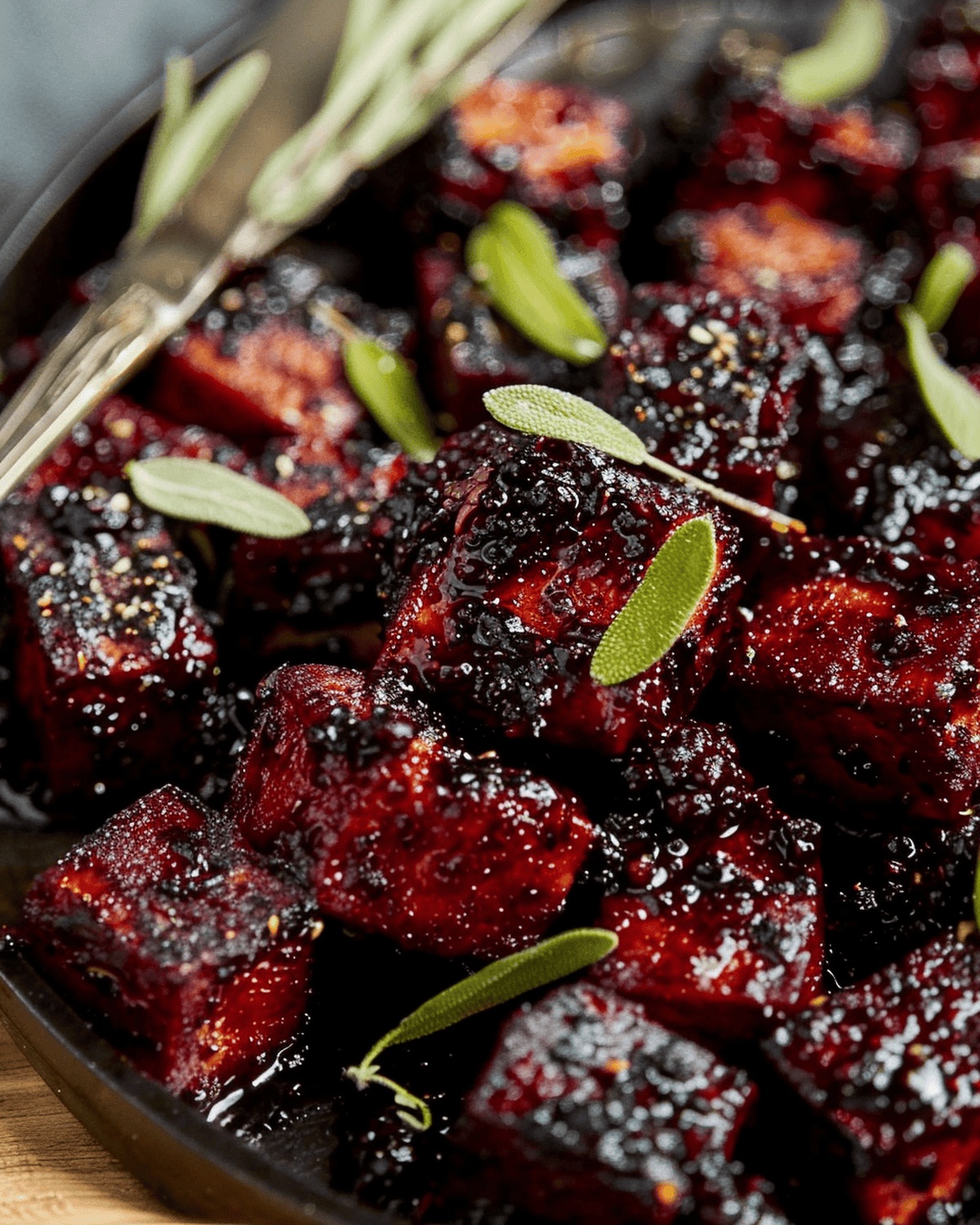 Blackberry Glazed Tofu with Black Pepper & Chili Recipe